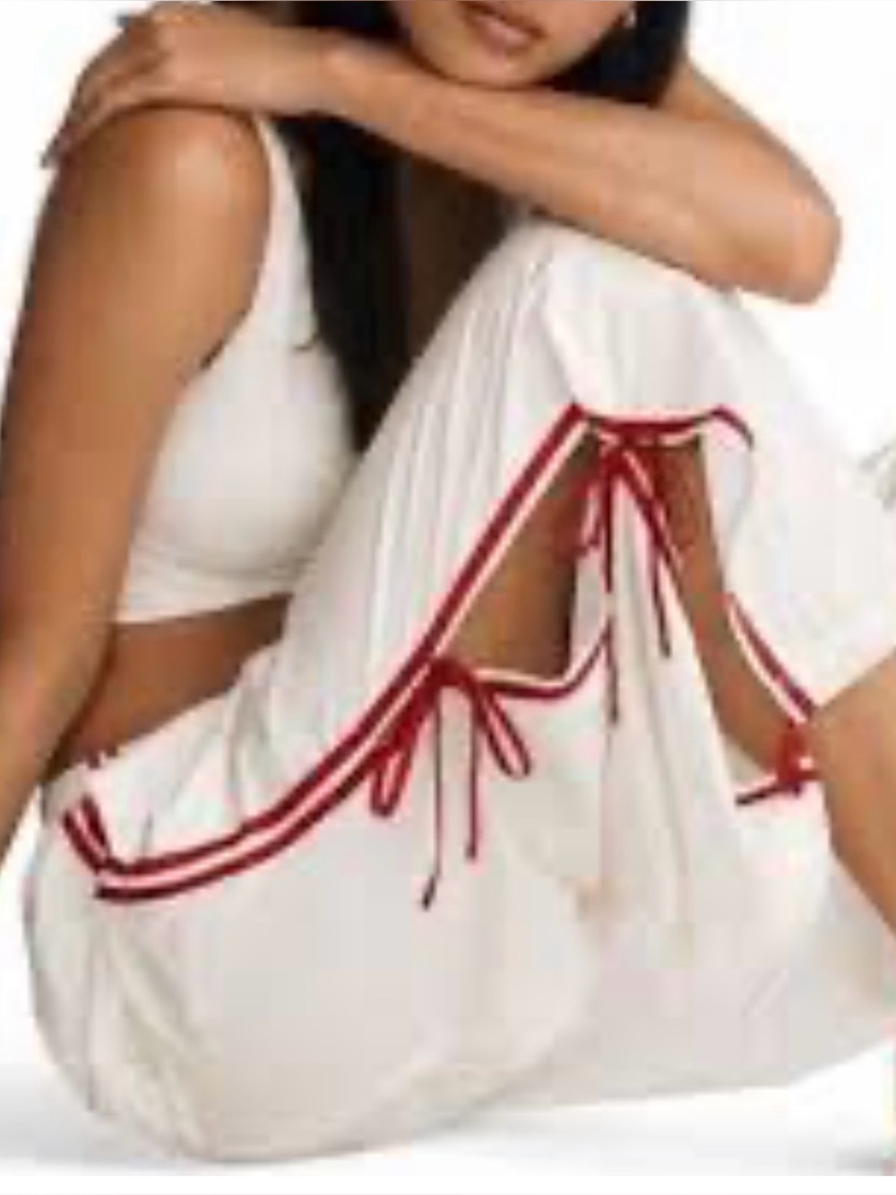 NWT Bowline Parachute Pants in off white and red by Daily Practice Anthropologie